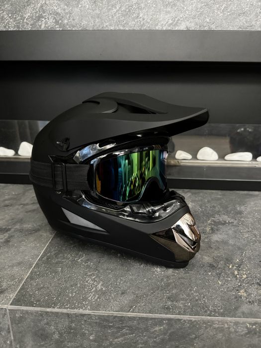 Кроссовый мото шлем шолом эндуро с очками мотоциклетный шлем