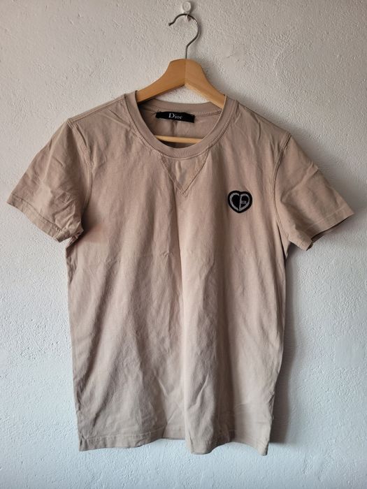 Beżowy T-shirt dior z logiem S/M 36/38 unisex