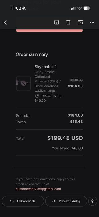 Gatorz okulary  skyhook polatized/opz Nowe