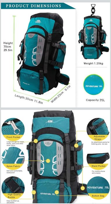 Mochila 75l, ideal para escutismo ou acampar