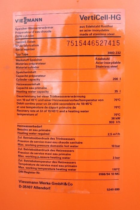 Bojler 200 L nierdzewny VIESSMANN zasobnik CWU nierdzewka