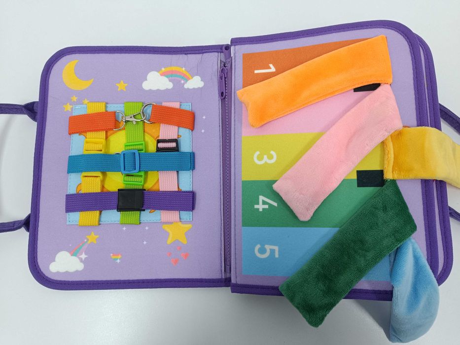 Książeczka sensoryczna Busy board Materiałowa Tablica manipulacyjna