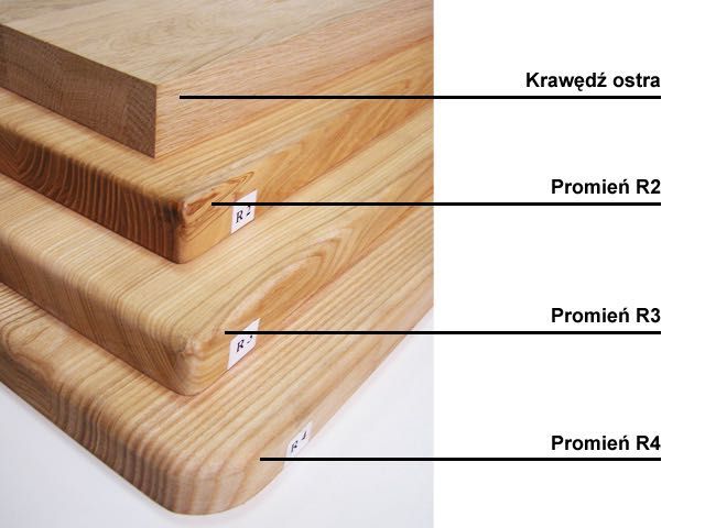 Blat DĘBOWY LITY kuchenny na stół biurko frezowany lakier NA WYMIAR