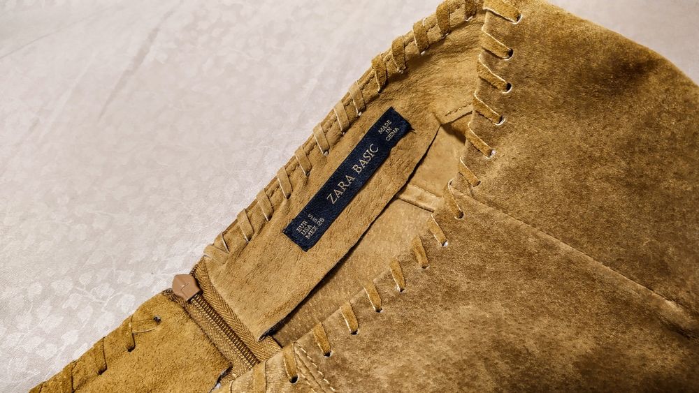 Спідниця шкіряна Zara basic, коричнева
