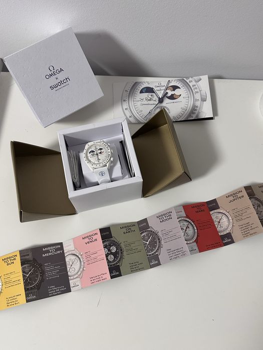 Omega x Swatch MoonSwatch Mission to the Moonphase Full Moon komplet, biały