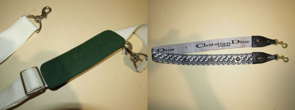 Ремни от сумок Lacoste и Christian Dior