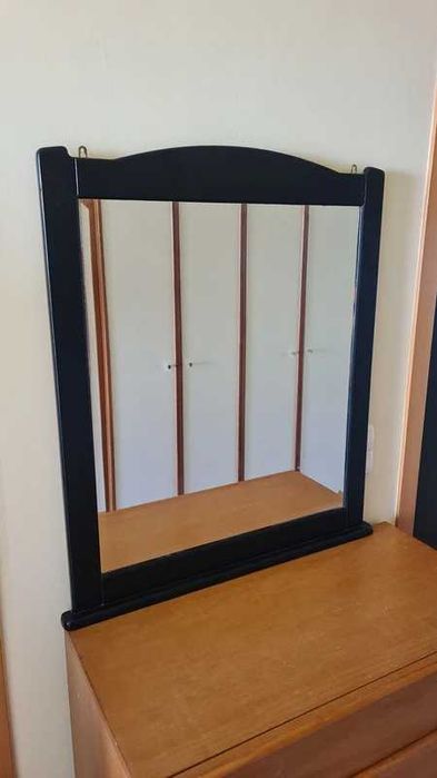 Espelho Cómoda Preto em Madeira - 82x98cm Mirror