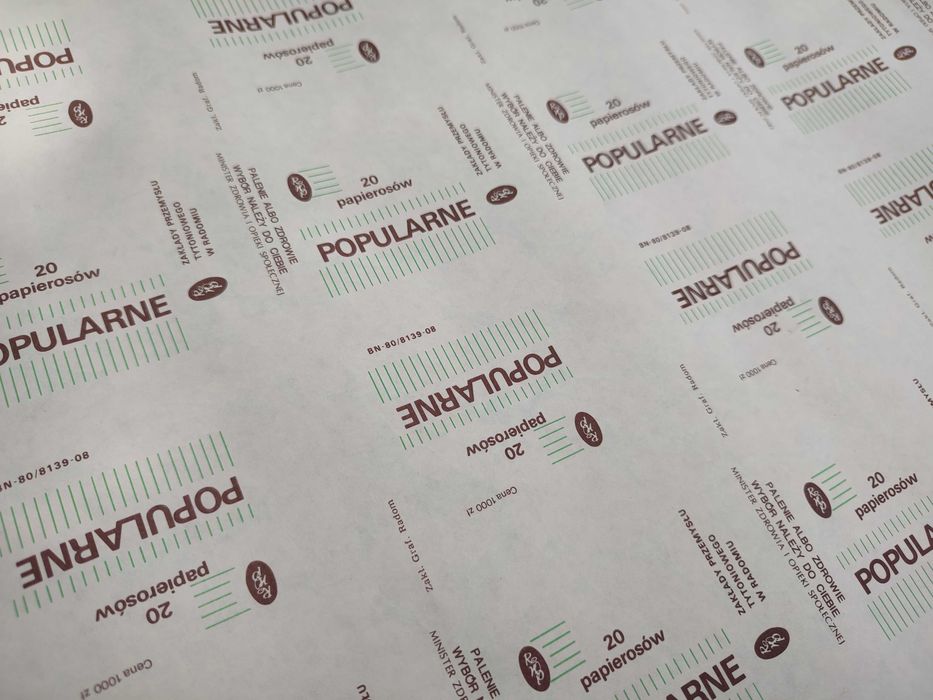Papierosy Popularne opakowania arkusze