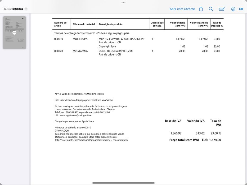 MacBook Air de 15" processador M2, - Grande Redução Preço