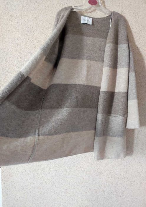 American Vintage długi oversize ciepły wełniany sweter kardigan ombree