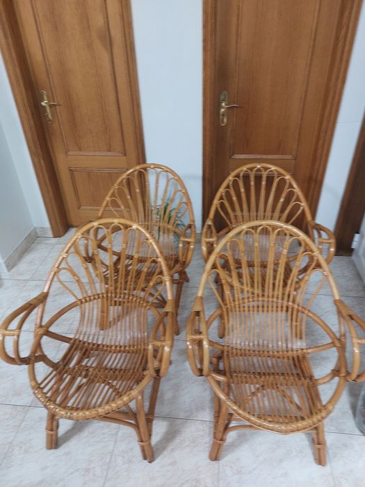 4 Cadeirões Bambu Vintage