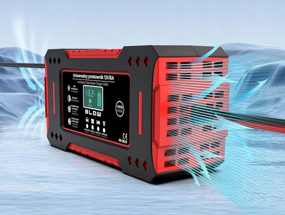 ŁADOWARKA elektroniczna akumulatora 12V 6A LCD wyświetlacz