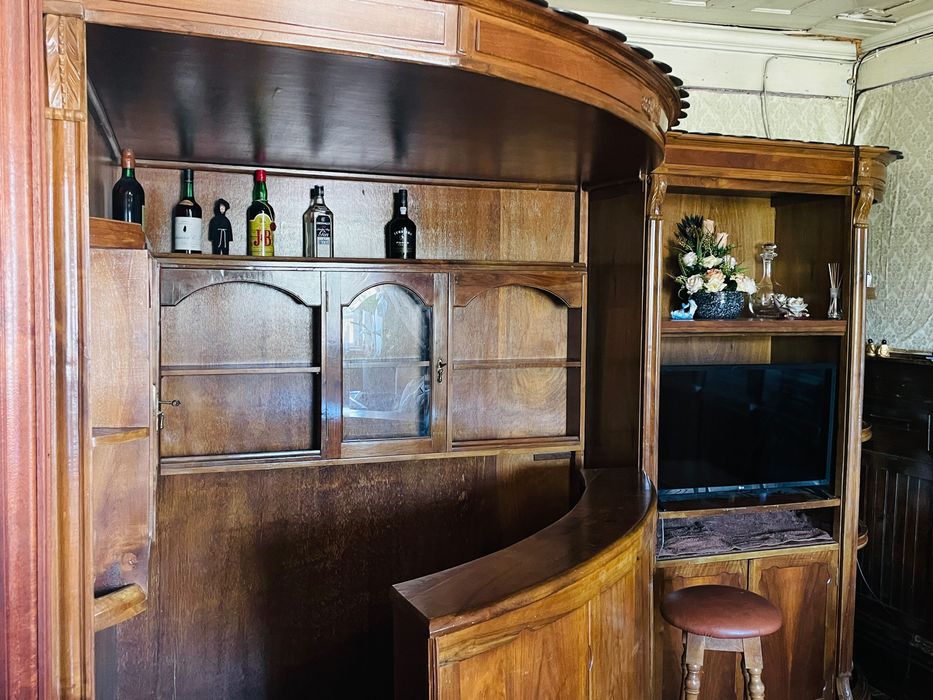 Bar de sala clássico madeira maciça — conjunto completo