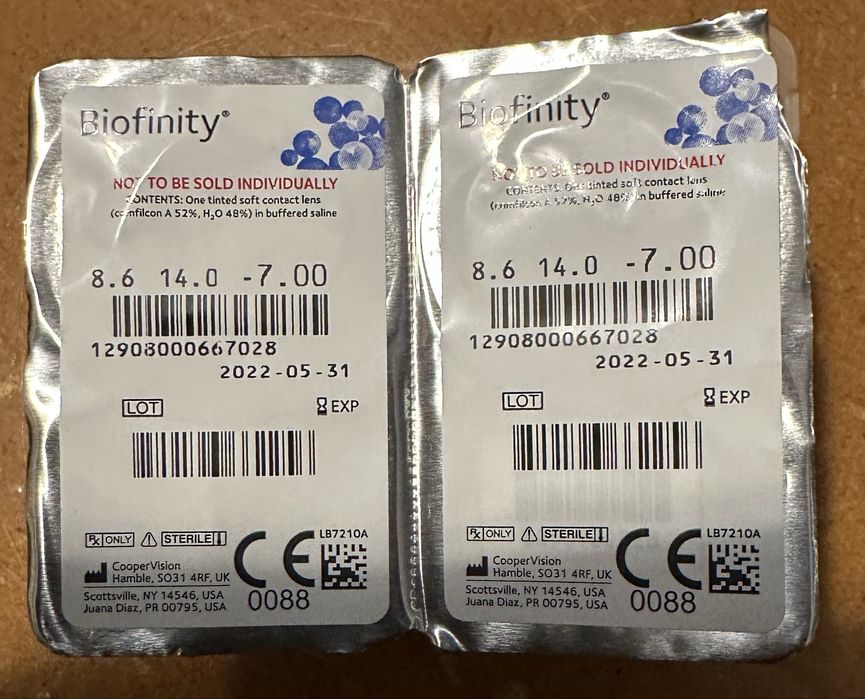 Biofinity-Lentes de Contacto Moles Mensuales, Pack 6 uds  NUEVOS