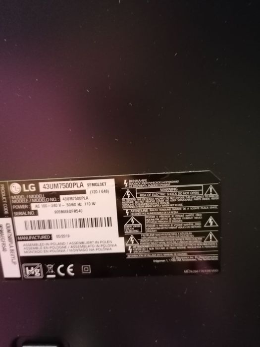 Телевізор LG 43UM7500PLA 43” 4K Smart TV (битa матриця)
