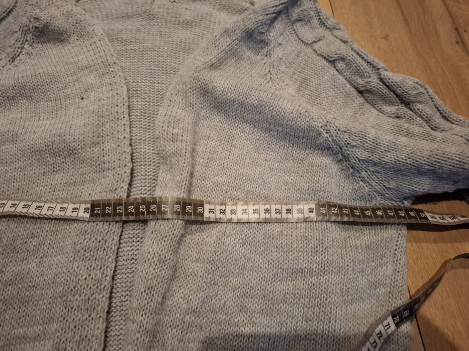 Szary dlugi sweter, kardigan FASHION