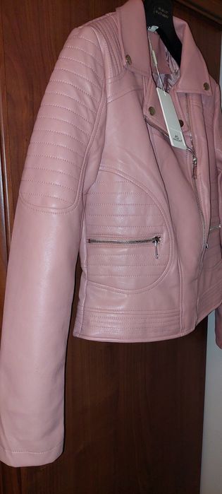 ramoneska, kurtka różowa, skóra ekologiczna