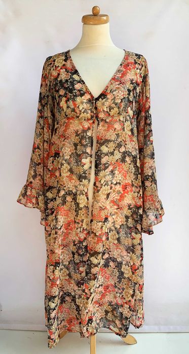 Kimono Kwiaty Narzutka Forever21 Dłuższe Plażowe M 38 Kwiatki