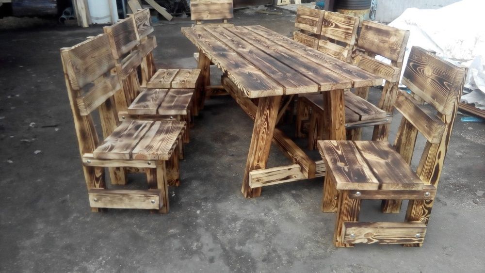 Стол из дерева. Лавка з дерева. Садовый комплект. Мебель на дачу.