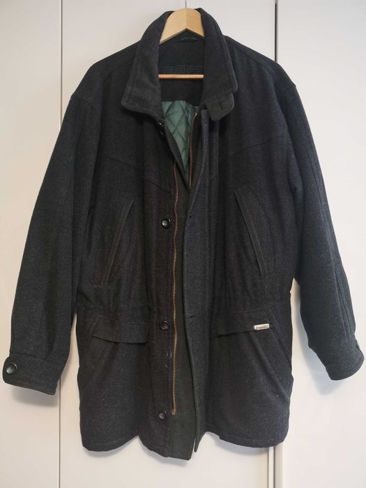 Płaszcz męski z wełny, czarny firmy Greenfield, używany, roz. 26 , XL