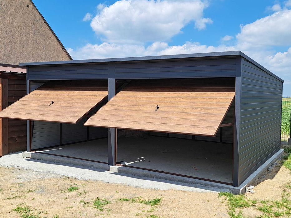 Garaże blaszane drewnopodobne, PREMIUM, każdy wymiar, cała Polska