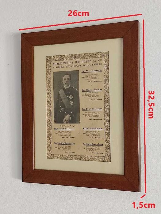 Publicação francesa emoldurada de Le Roi Manuel de Portugal