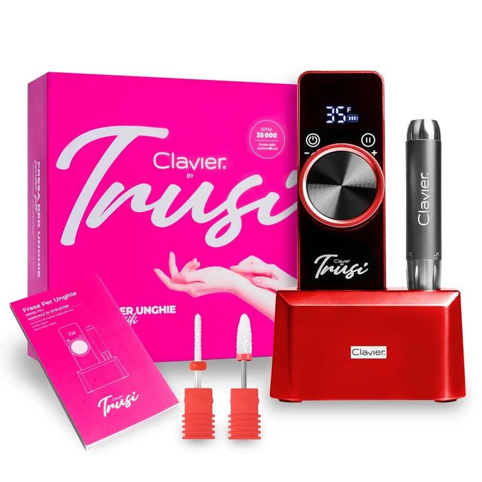 Frezarka mobilna CLAVIER Trusi akumulatorowa do paznokci 65W czerwona
