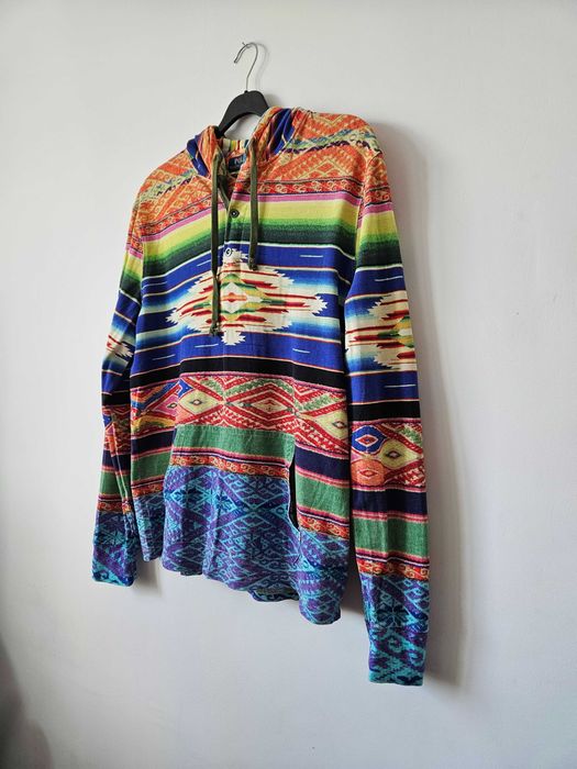Kolorowa bluza z kapturem Polo Ralph Lauren, azteckie wzory