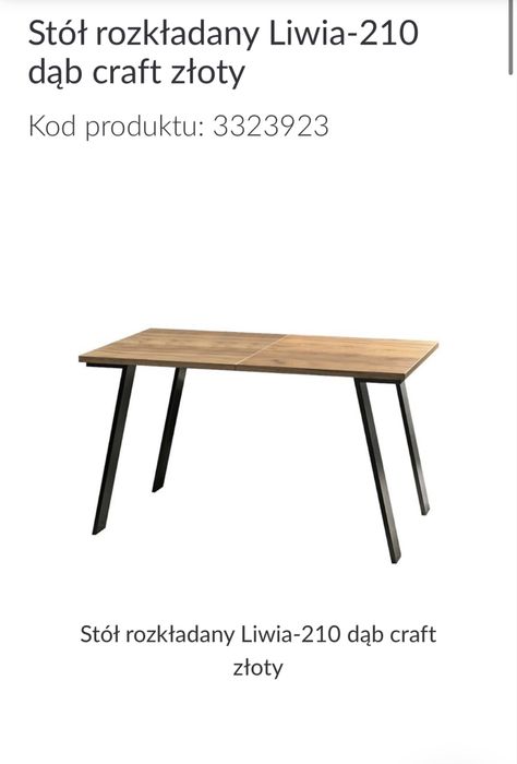 Stół 130 cm rozkładany do 210 cm Liwia-210 dąb złoty craft