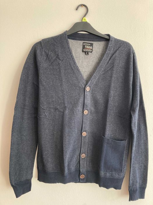 Ciemnoszary męski kardigan - Stitch & Soul - L - bardzo dobry stan
