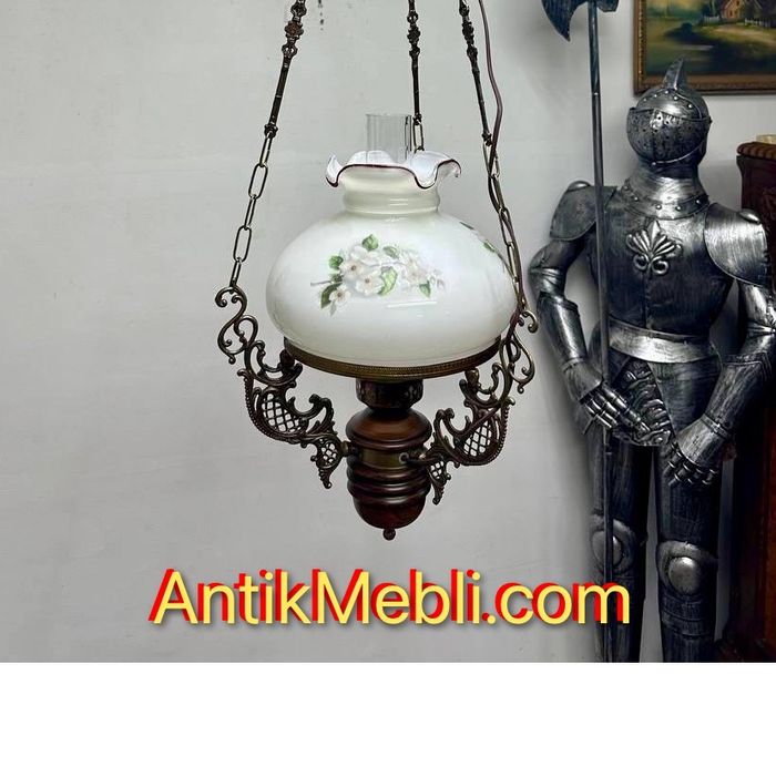 Антикварна підвісна люстра світильник бронза дерево 7608