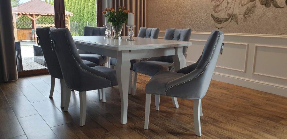 Krzesło eleganckie glamour chesterfield z kołatką tapicerowane hampton