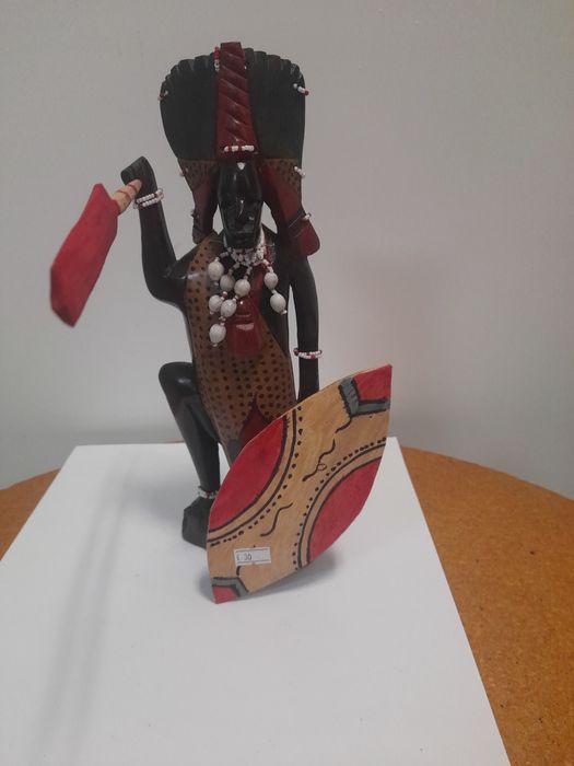 Estatueta de Guerreiro Africano, 30cm