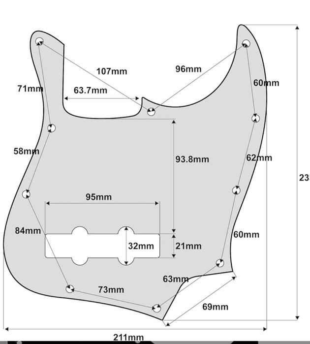 Pickguard Jazz Bass 4 cordas American