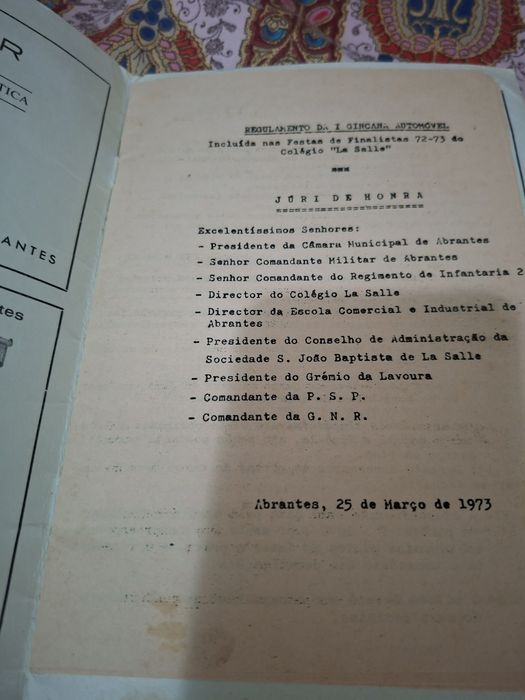 Abrantes folheto de evento automóvel em  1973