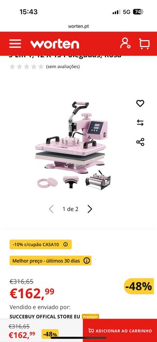 Prensa térmica para sublimação