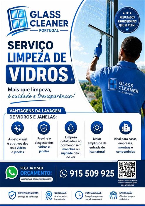 Limpeza Profissional de Vidros, Montras e Janelas | Porto e Região