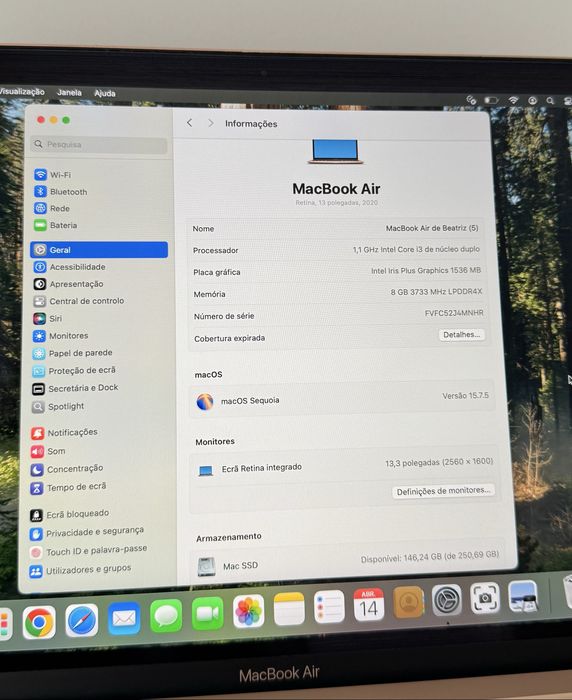 MacBook Air i3 2020 Gold 13” / 1,1 GHz / 8GB / 256GB