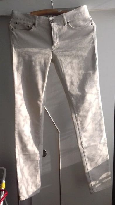 Damskie spodnie jasne struksowe L