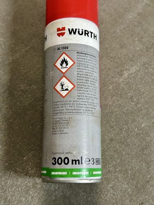 300 ml Wurth AL1100 Spray aluminiowy miedz przeciw zatarciu  1100 st C