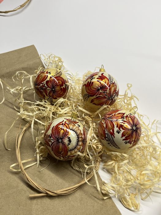 Набір куль ручної роботи з петриківським розписом