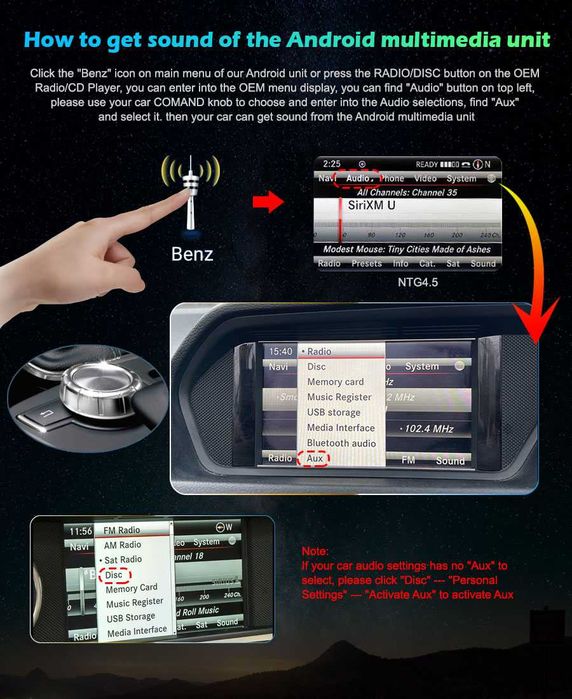 CarPlay Android Auto Radio DAB+ Opcja Bluetooth YouTube Yanosik Android USB GPS WiFi 4G MP3 Mercedes E W212 System NTG4.5 BOSE