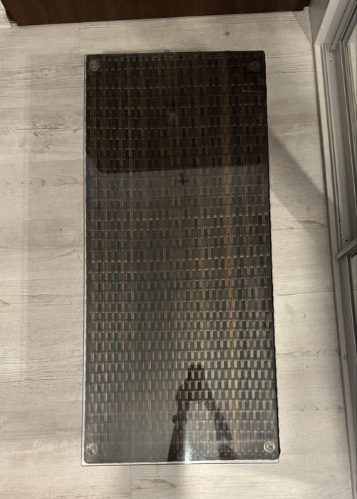 Stolik kawowy, balkonowy, ogrodowy, szklany blat, technorattan,