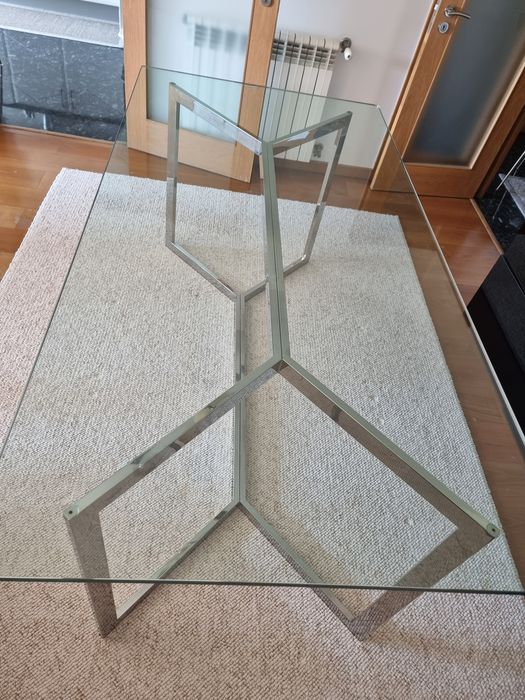 Mesa jantar vidro e inox