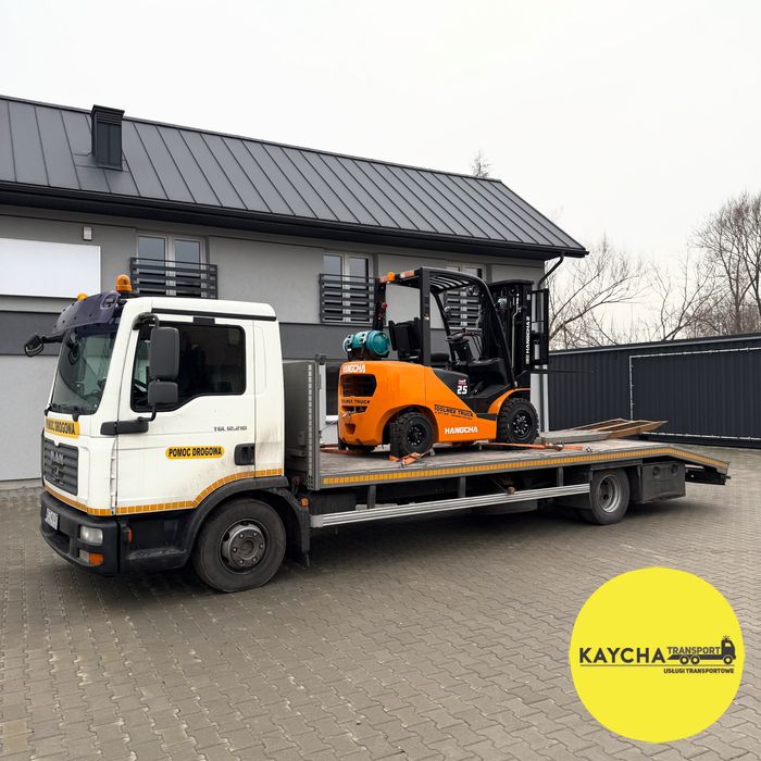 Pomoc Drogowa Laweta transport maszyn wózek widlowy, holowanie traktor