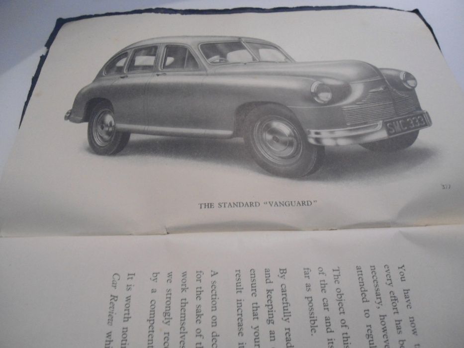 Livro de Instruções do Standard Vanguarde (1948) 1ª edição