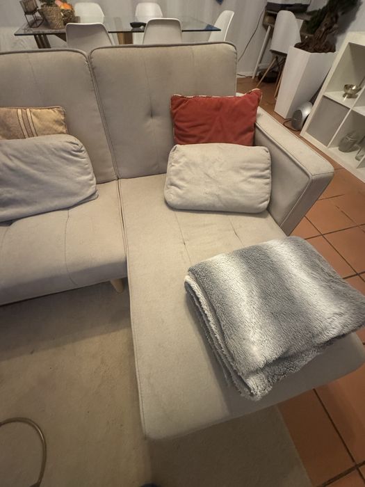 Sofá-cama Chaise Longue de 4 Lugares em Tecido Cupal