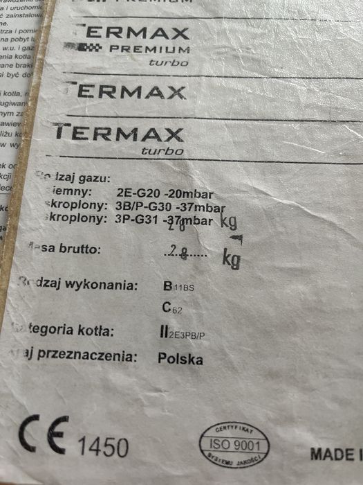 Piec dwufunkcyjny gazowy termax  na czesci