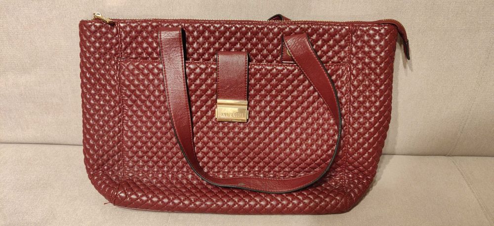 Torebka damska shopper Puccini bordowa pikowana BK29728
