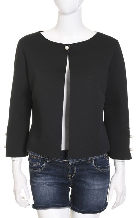 COMMA krótki czarny żakiet pudełkowy z neoprenu bolerko r. 40